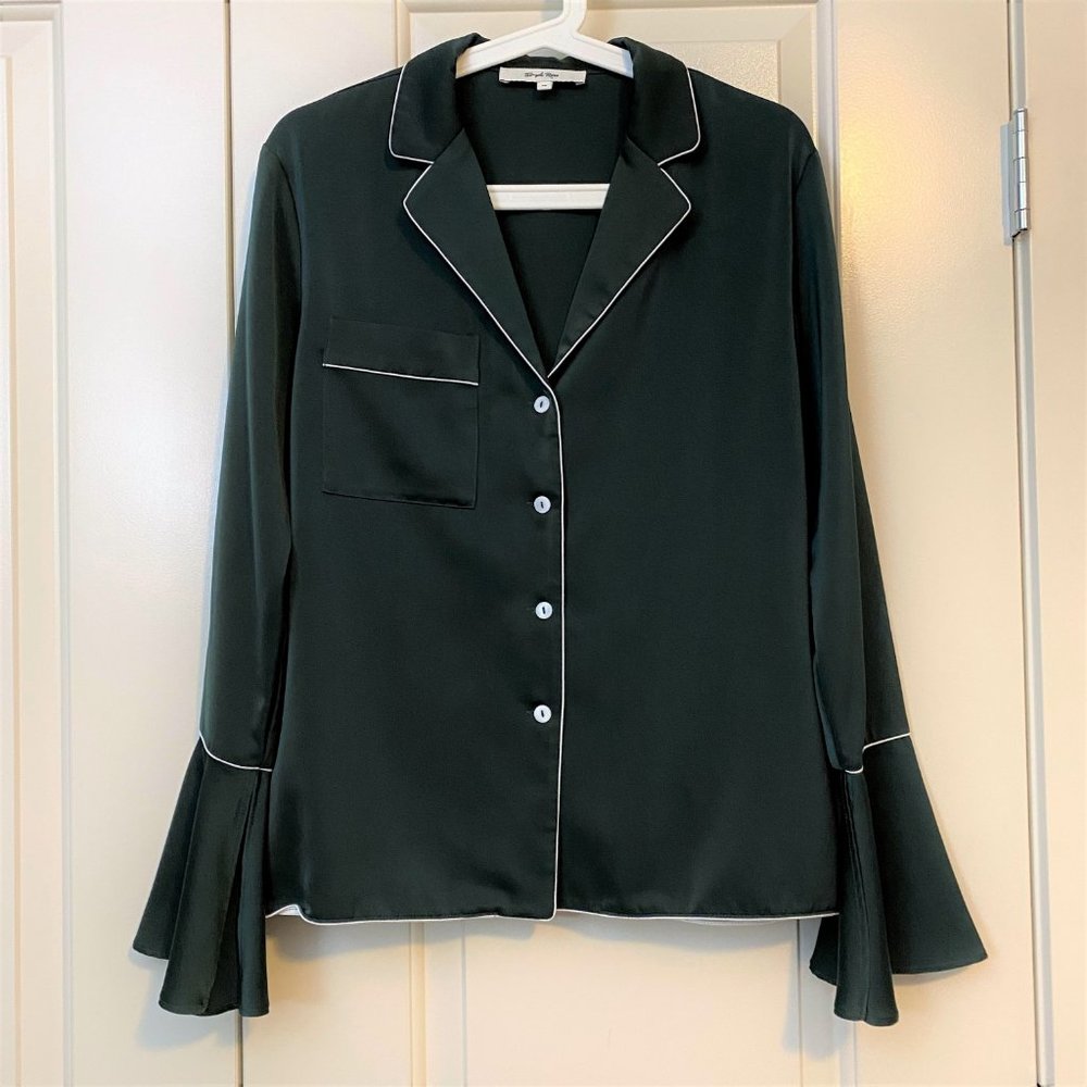 NWOT Simple Retro Dark Green Blouse